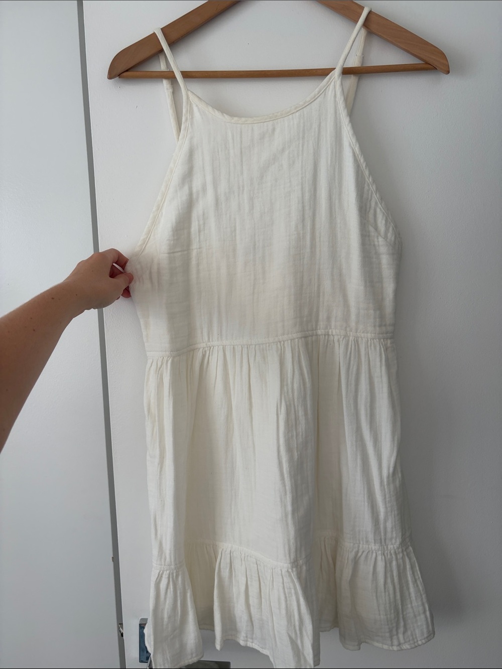 Sunday Best Cream Tiered Spaghetti-Strap Dress